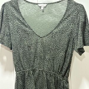 Lucky Brand Green Leopard Print Blouse